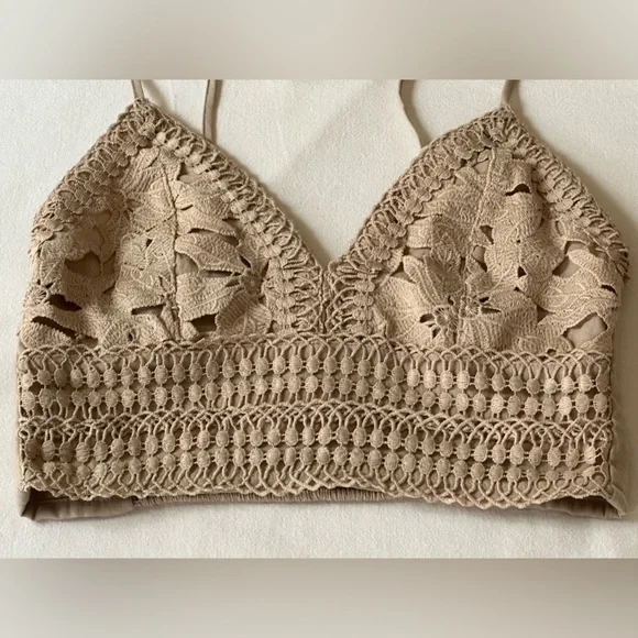- Love Tree Crochet Top Size S Boho Coastal Bralette Beach Vacation Flirty Sexy - Picture 14 of 14